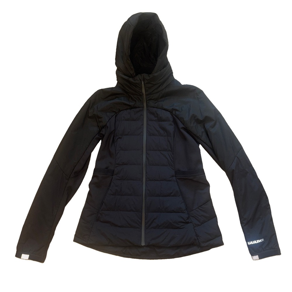 Lululemon Down For It All Jacket Size 12 Large Black Coat Jacket Athletic Gym - Picture 2 of 8